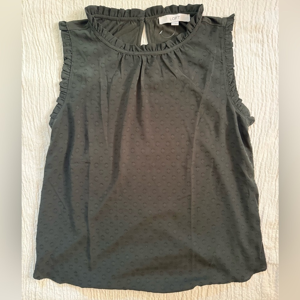 LOFT Hunter Green Textured Sleeveless Blouse